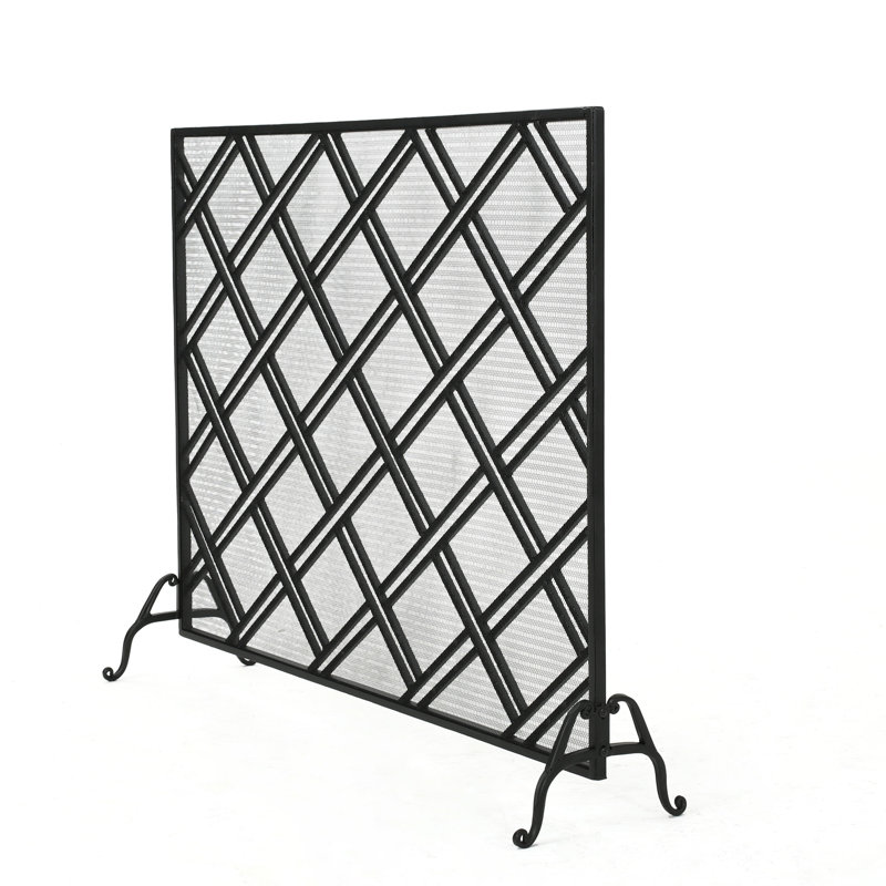 Bachar Iron Fireplace Screen, Black