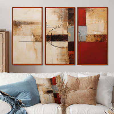 «Cubist Red Beige Colorfields - Abstract Collages», ensemble de reproductions d'art mural