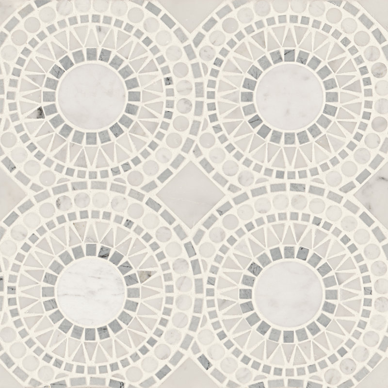 Carreau de sol et mosaïque en marbre Solis, Blanc Carrara / Bardiglio