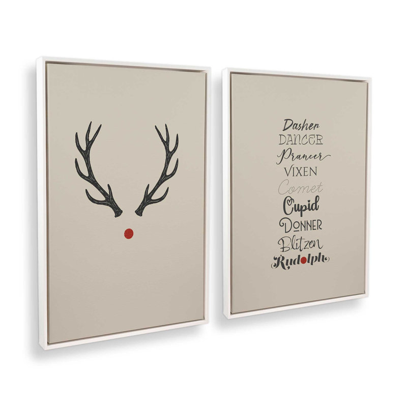 Reindeer Roll Call, ensemble de 2 impressions sur toile, Impression encadrée sans passe-partout, H 31 po x l 42 po