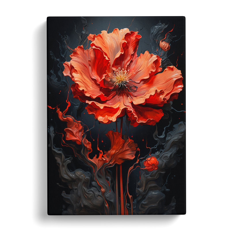 Poppy Flower Conceptual - Wrapped Canvas, 60cm H x 40cm W x 3cm D