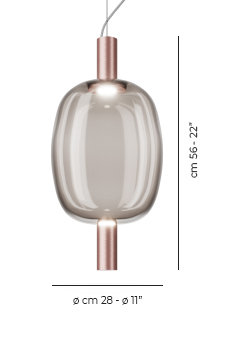 Riflesso 1 - Light Pendant, Matte Copper, Smoky Transparent