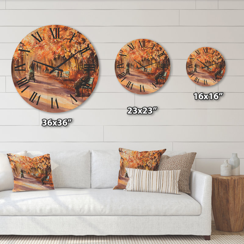 Horloge murale en bois Road in the Park, Moyenne