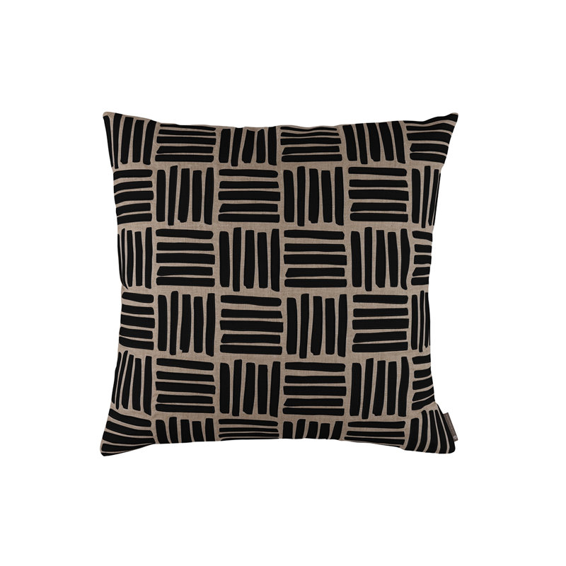 Housse de coussin carré et insert, Sable foncé / noir