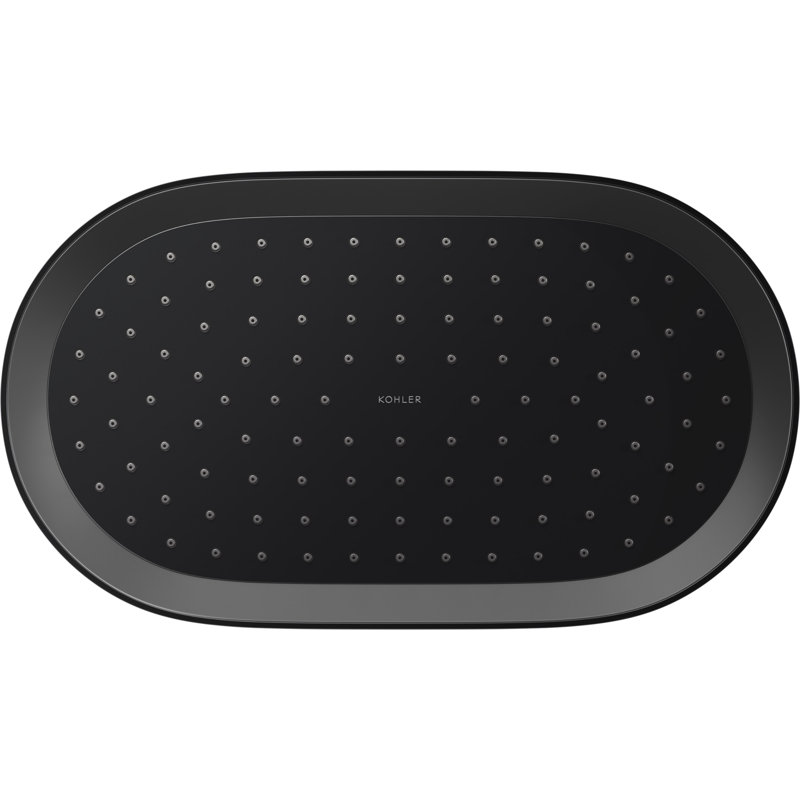 Statement 14" Single-Function Wall or Ceiling-Mount Round Rainhead, Oblong Rain Showerhead 2.5 GPM, Matte Black