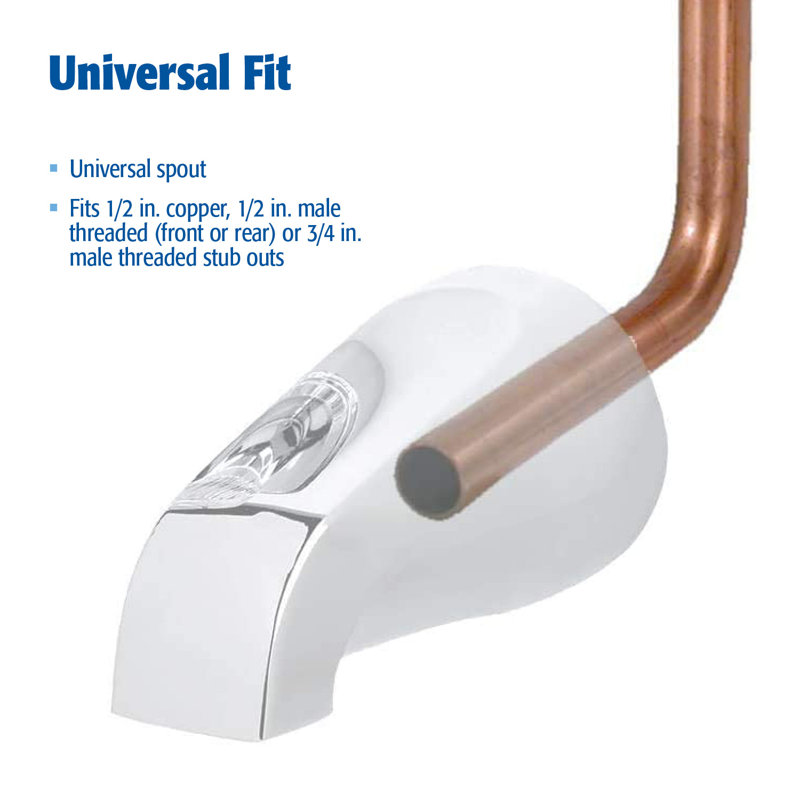 Bec de baignoire mural universel, Chrome poli