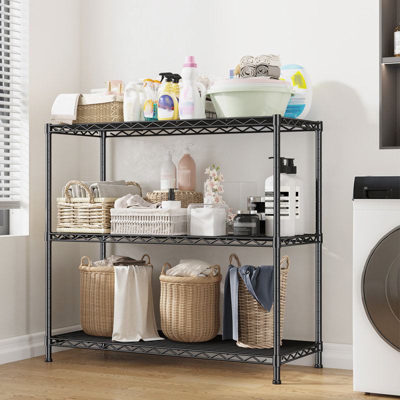 35.6"w Wire Storage Shelving Unit, 14"d Adjustable Storage Rack For Kitchen,pantry,closet, Black, 36" H x 35.5" W x 14" D