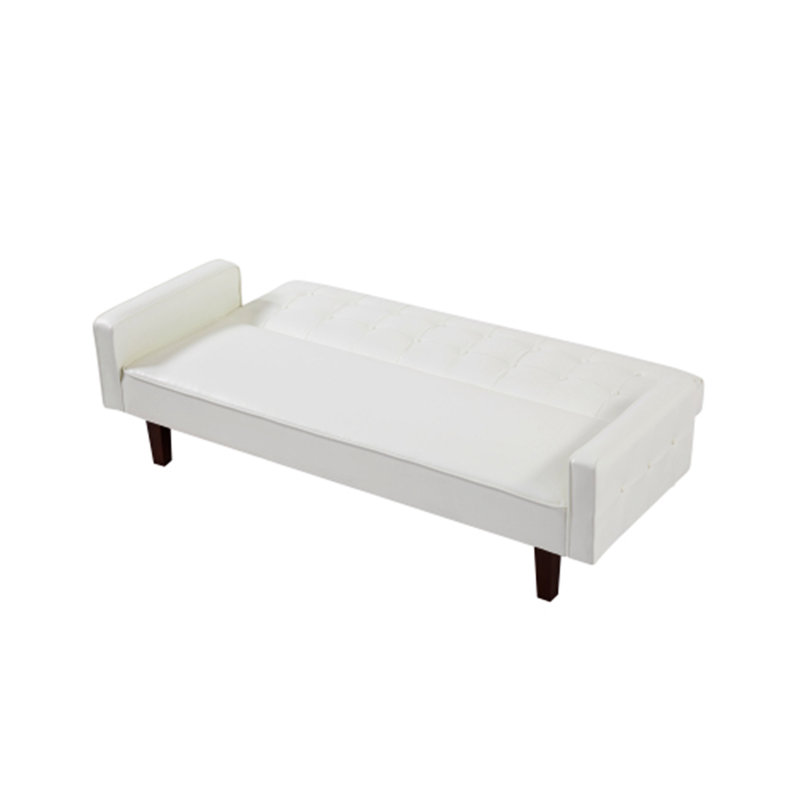 74.4'' Faux Leather Square Arm Sofa Bed, Faux Leather White, 74.4" W x 29.13" H x 32.67" D