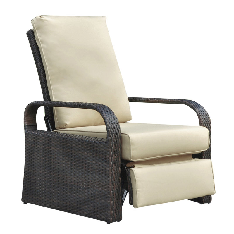 Luecke Outdoor Lounge Chair, Black, Khaki