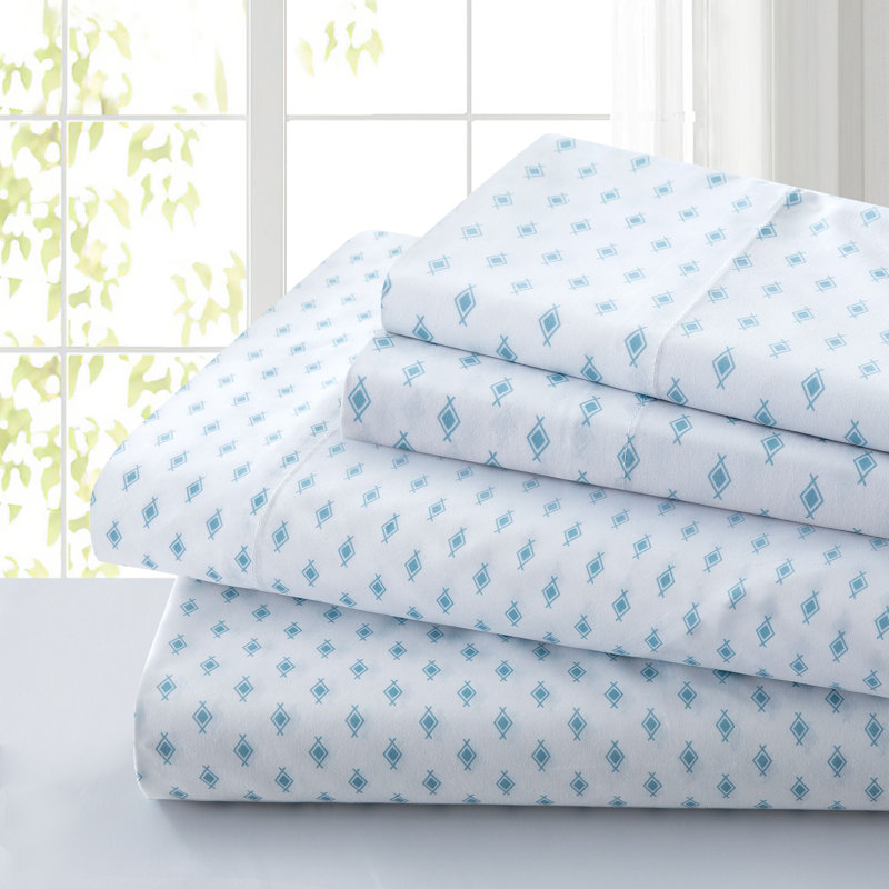 Penelope & Paul Geo Tiles Wrinkle Resistant Sheet Microfiber Twill Geometric Sheet Set