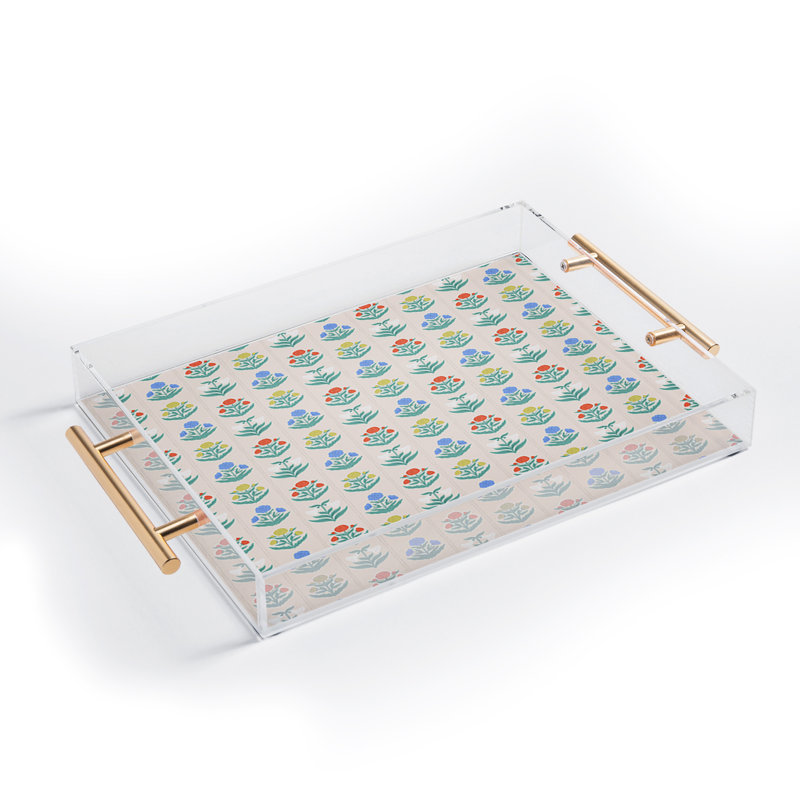 KrissyMast Block Print Flowers in Primary Acrylic Tray