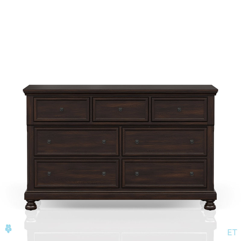 Commode sept tiroirs cerisier foncé