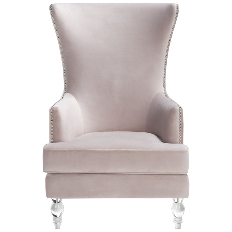 Bree 73.914Cm Wide Velvet Wingback Chair, Pale Taupe Velvet