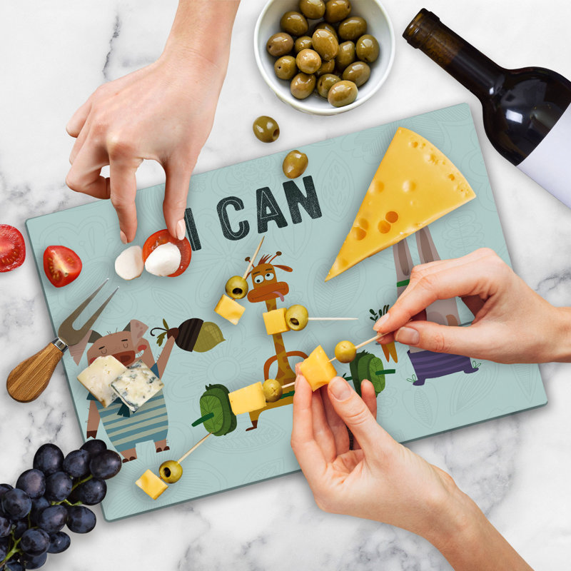 Ambesonne Fitness Cutting Board Large Size Animals Exercise Multicolor