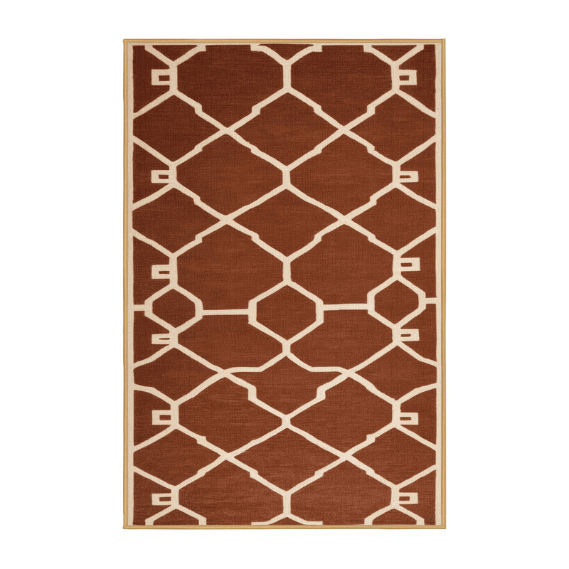 Tapis brun treillis lavable à la machine, Rectangulaire 2 pi x 3 pi
