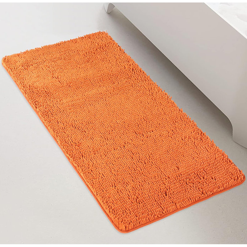 27"x47" - Black Soft Cozy Plush Chenille Bath Mat Bathroom Rug, Orange