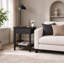 Dark Coffee Flip Side Table with Storage Shelf, Retro Accent Table for Home