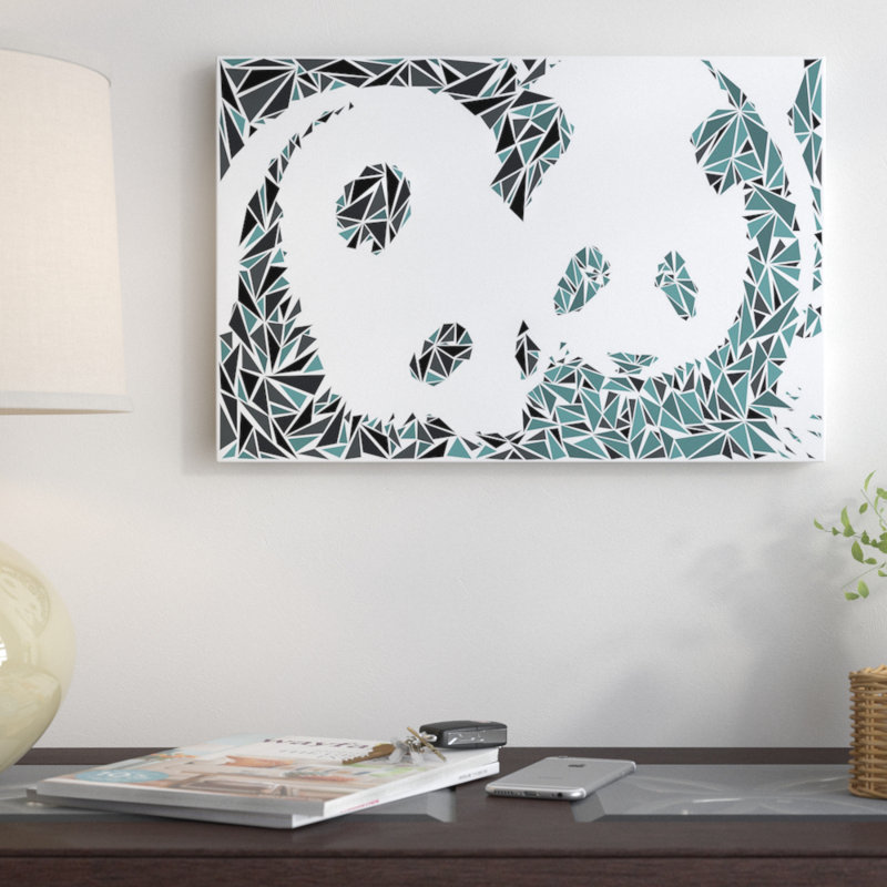 « panda couple », impression sur toile tendue, H 8 po x l 12 po x P 0,75 po, Toile tendue, Pas de tapis
