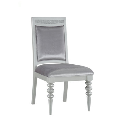 Maverick Fabric & Platinum Finish Side Chair (Set of 2)