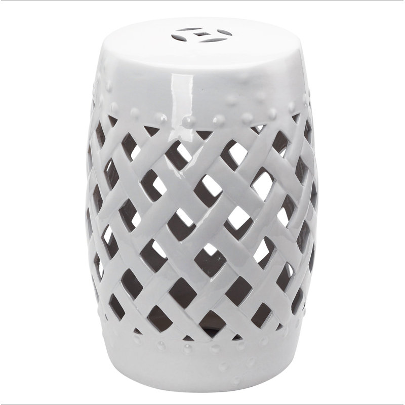 Tabouret de jardin en céramique 13 po x 18 po Outsunny, Blanc