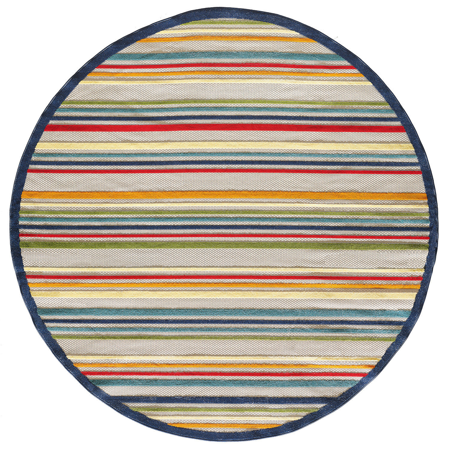 Rosecliff Heights Navy Colorful Striped Indoor Outdoor Area Rug ...