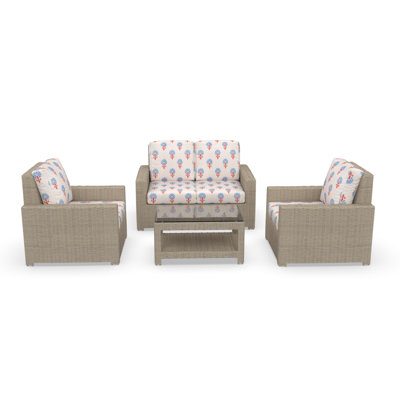 Outdoor Patio Loveseat Conversation Set With Sunbrella Cushions