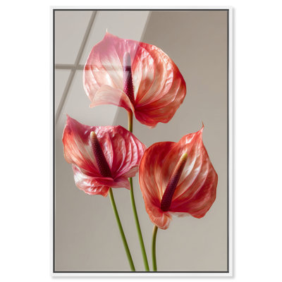 Crimson Silk Veins II High-Gloss Frameless Acrylic Glass Wall Art Floral & Botanical Print by Oliver Gal, Ready to Hang, 10 x 15