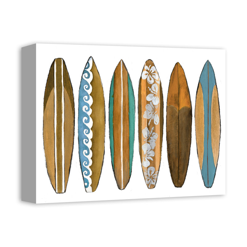 Surf Boards in a Row - Impression sur toile tendue, H 11 po x l 14 po