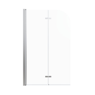 Porte de douche pivotante l 34 po x H 58 po, verre trempé transparent de 1/4 po (6 mm) d'épaisseur, finition, support mural stable, charnières fixes et installation réversible de baignoire pliante à faible coût, pinces,