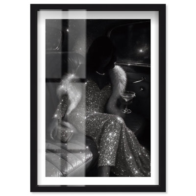 Backseat Beauty I Shadowbox Print Fashion Wall Decor by Notoriart, Black Frame, 16 x 24