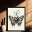Reproduction d'art encadré noir avec crâne de papillon rétro-3261790