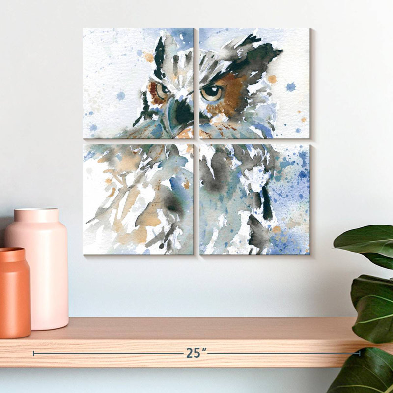 Brampt Owl On Blue, 18" H x 18" W