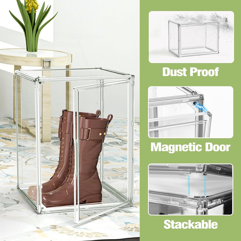 Xxl Clear Boot Storage Box Stackable Acrylic Display