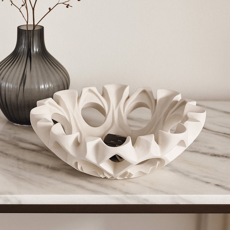 Bol décoratif artistique avec découpe sculpturale - Bol décoratif moderne qui offre un effet visuel pour rehausser n'importe quelle pièce - Pièce de décoration intérieure pour centre de table ou décoration de salon - 16 po
