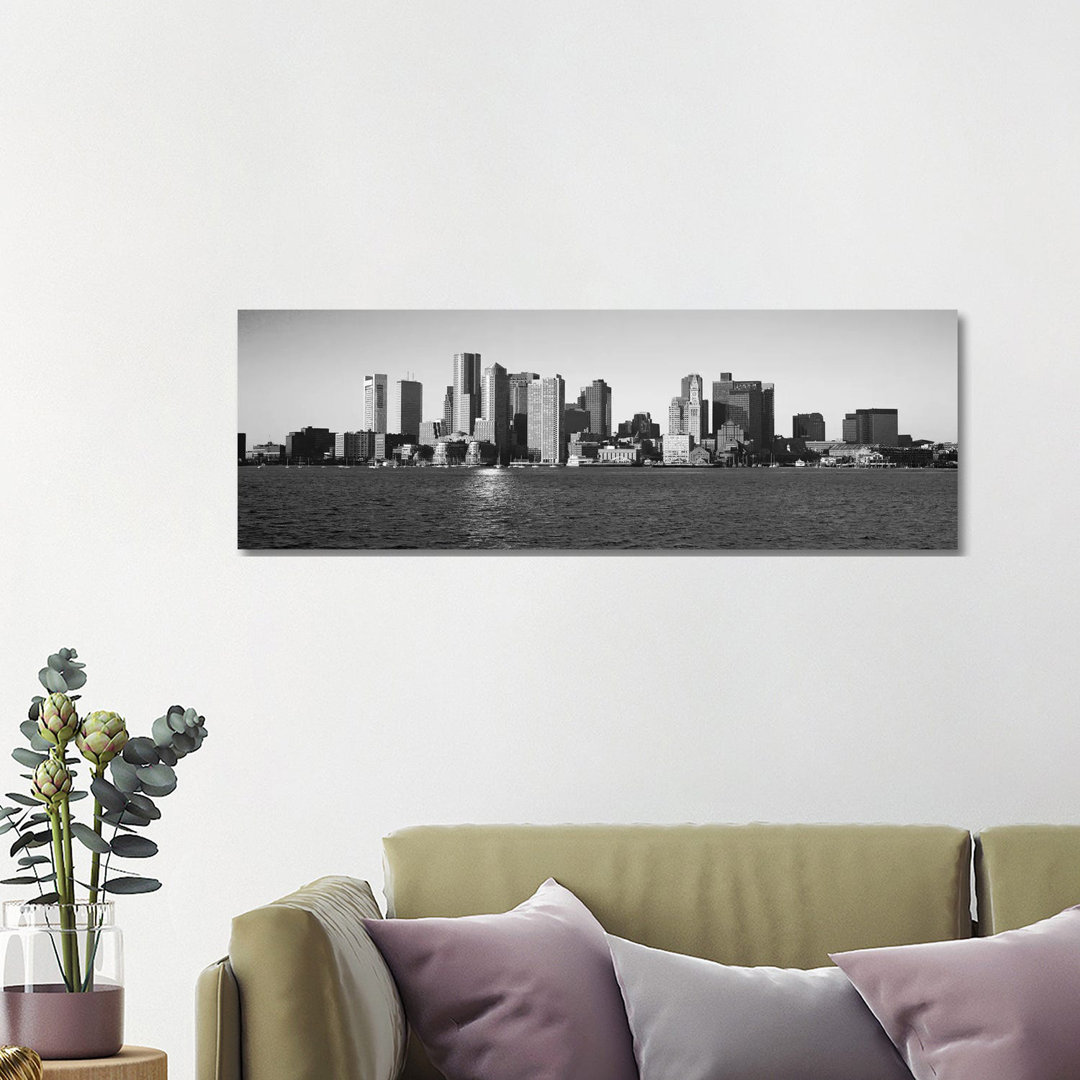 Boston Skyline Cityscape - Wrapped Canvas Panoramic Print
