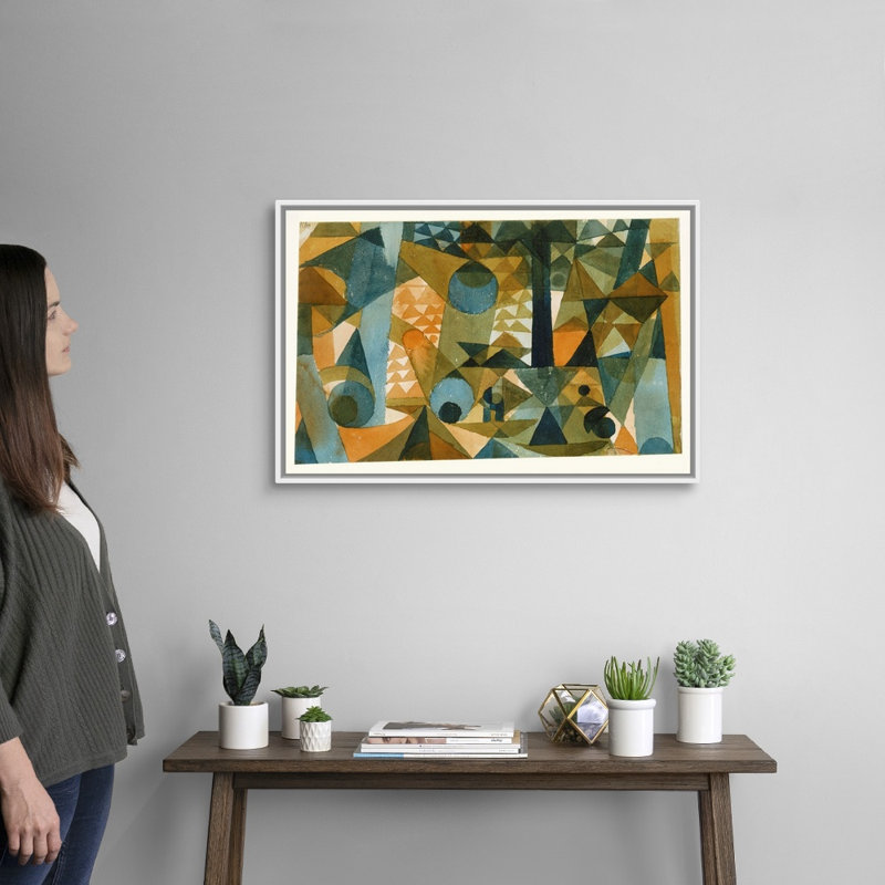 Reproduction d’art sur toile, "composition" par Paul Klee, H 22 po x l 32 po x P 1,75po, Cadre blanc