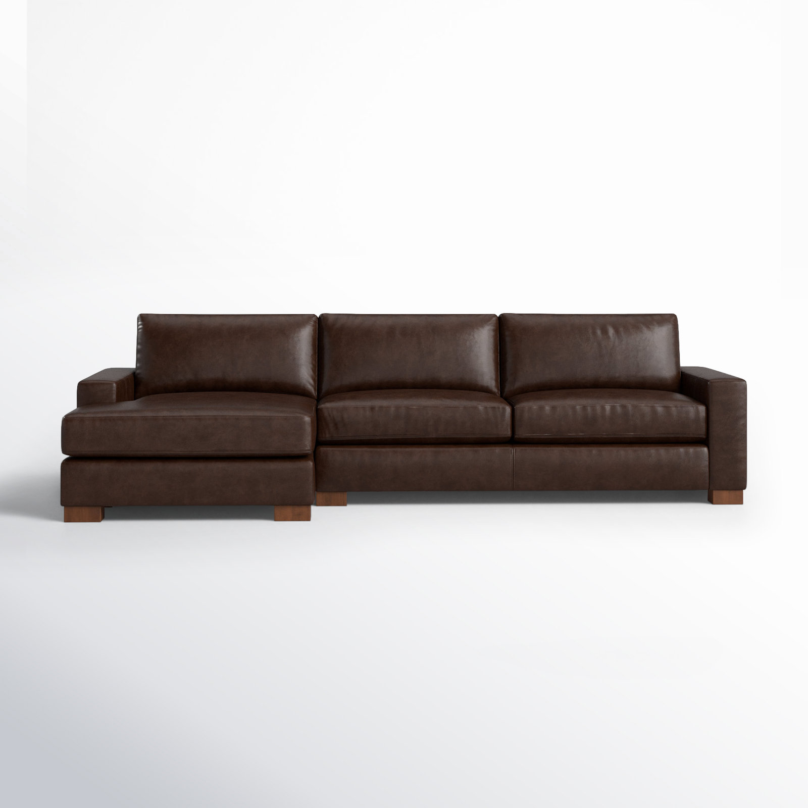 Jonie Genuine Leather 2-Piece Chaise Sectional, Bistro Rustic Genuine Leather, Left Hand Facing