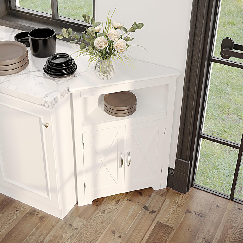 Armoire d'angle pour salle de bain, Blanc