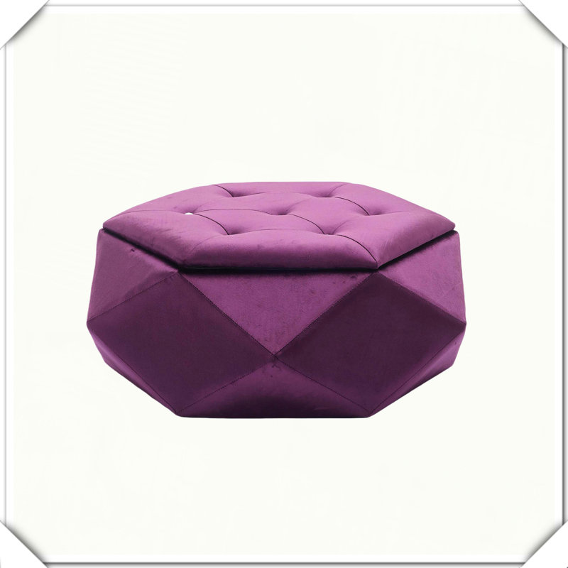 Repose-pieds capitonné Velvet Polygon Diamond, Mauve
