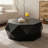 38"Three-Dimensional Embossed Pattern Design American Retro Style Coffee Table,Black Tabletop