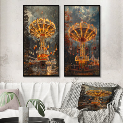 Carousel Amusement Parks Adventure I - Ensemble de 2 pièces d'art mural parcs d'attractions