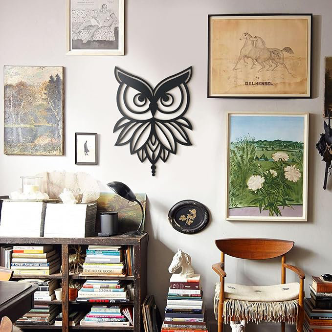 Art mural en métal Minerva hibou - déesse grecque Athéna, décoration murale