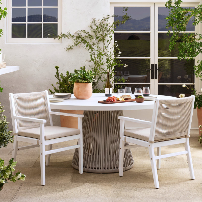 Chaises de salle à manger d'extérieur Burris, Blanc