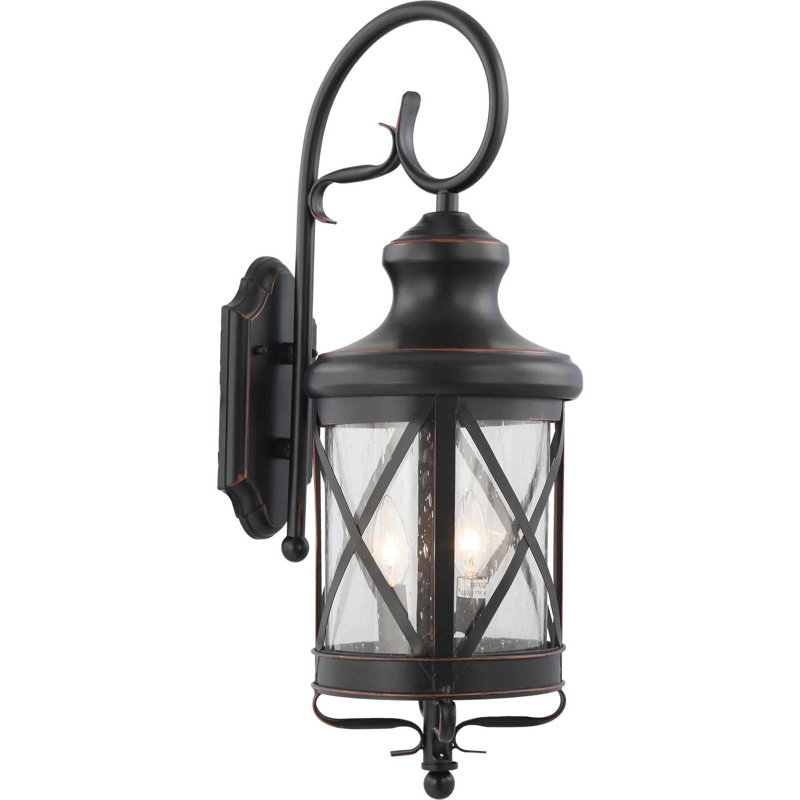 Applique murale d'extérieur ou de style lanterne en cuivre coulé noir et blanc 2 lumières Exscevin