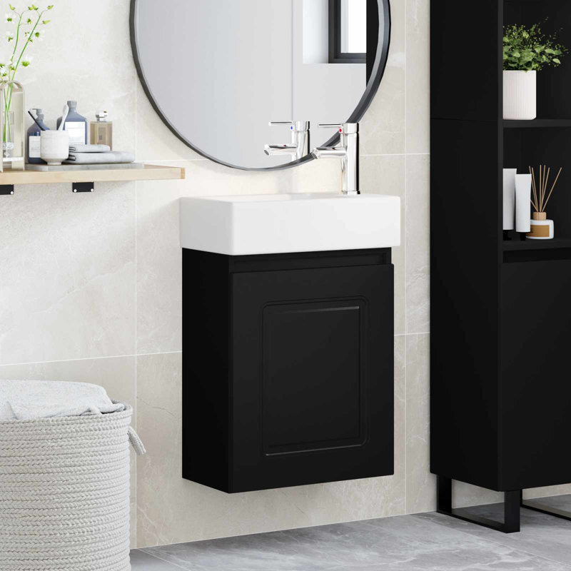 Single Bathroom Vanity with Ceramic Basin, Black