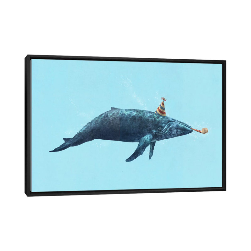 Art sur toile, "soirée baleine paysage", H 18 po x l 26 po x P 1,5 po, Toile avec cadre noir, Pas de tapis