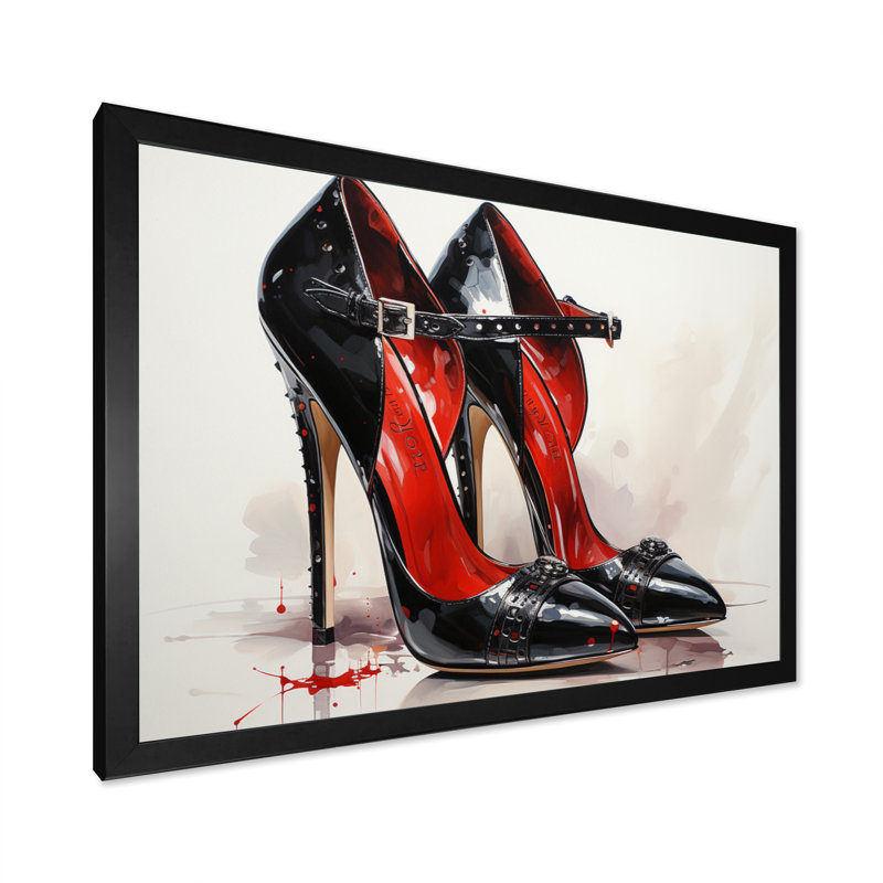 " Black And Red High Heels Symphony IX ", H 16 po x l 32 po x P 1 po, Cadre simple noir