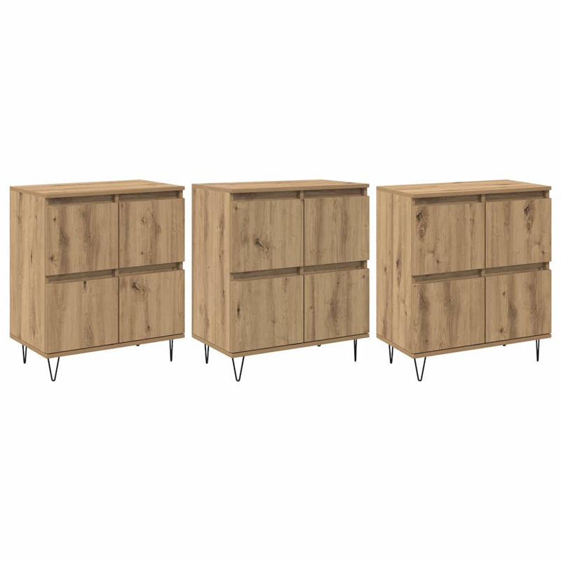 Sideboards 3 Pcs 180 X 35 X 70 Cm Engineered Wood, Artisan Oak