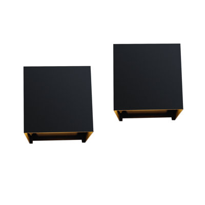 Matte Black Aluminum Cube Led Outdoor Wall Sconce Up Down Light With Adjustable Light Beam