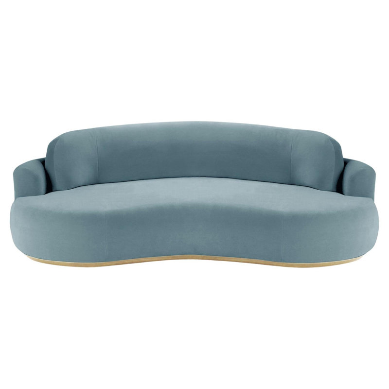 Naked Sofa, 31" H x 110" W x 52" D, Natural, Paris Dark Blue Velvet